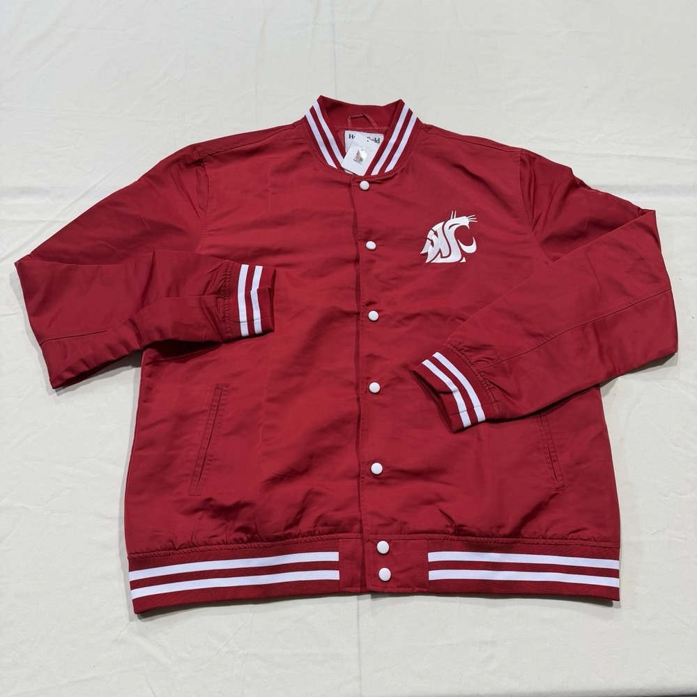 Washington State Cougars Coaches Jacket Mens 3XL Red Snap Button Homefield NWT